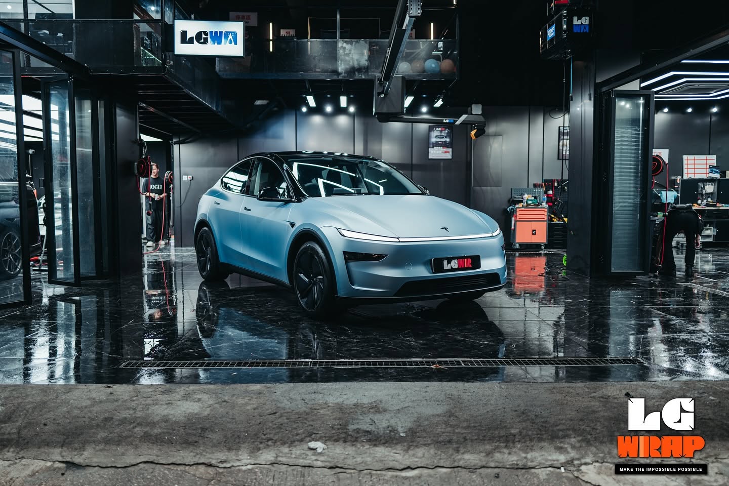 Tesla Model Y Juniper CYBRIX IRONMIX Matte Liquid Metallic Somato Blue Colour PPF