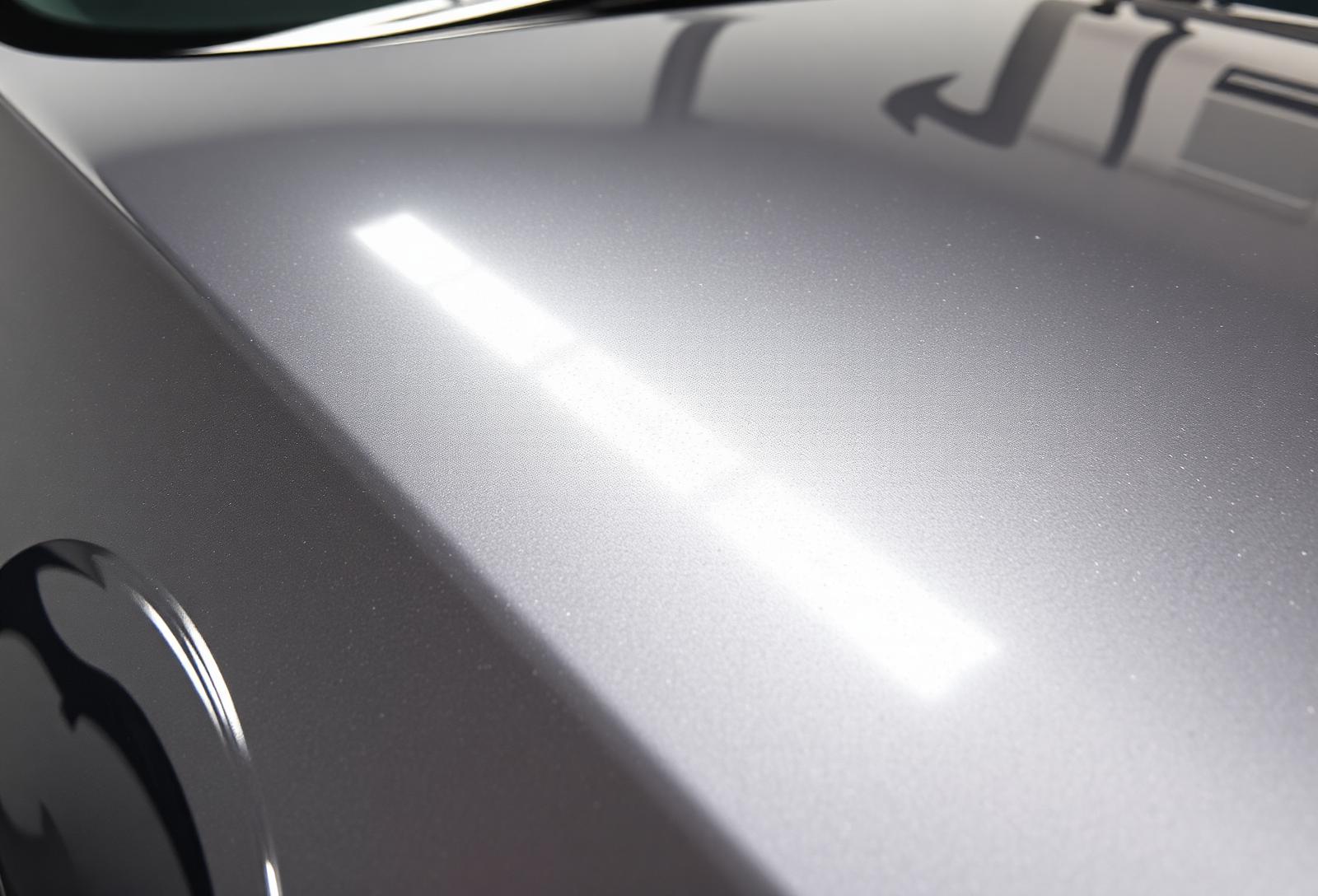 Real close-up of car paint before PPF — swirl marks and light scratches visible