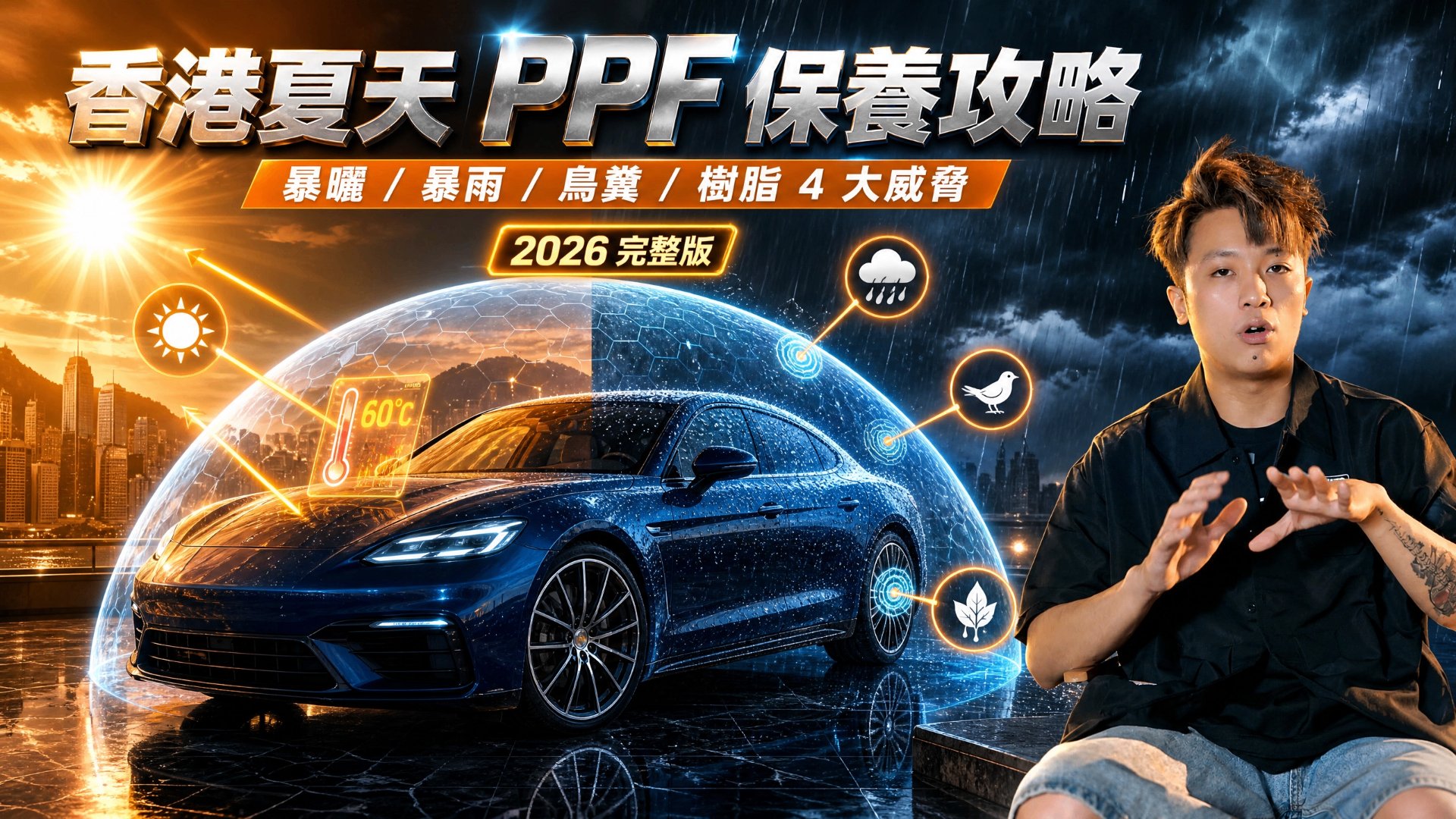 香港夏天 PPF 保養攻略 2026:暴曬 / 暴雨 / 鳥糞 / 樹脂 4 大威脅完整解說