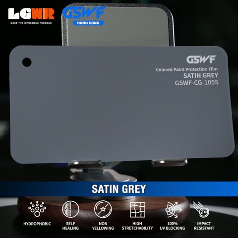 SATIN GREY GSWF CHROMA GUARD Colour PPF colour-change wrap swatch — LETS GET WRAP Hong Kong