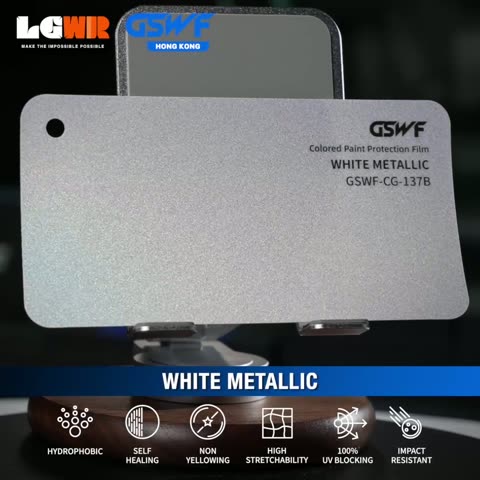 WHITE METALLIC GSWF CHROMA GUARD Colour PPF colour-change wrap swatch — LETS GET WRAP Hong Kong