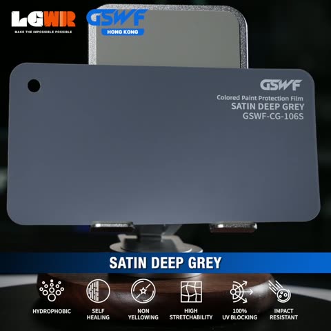 SATIN DEEP GREY GSWF CHROMA GUARD Colour PPF colour-change wrap swatch — LETS GET WRAP Hong Kong