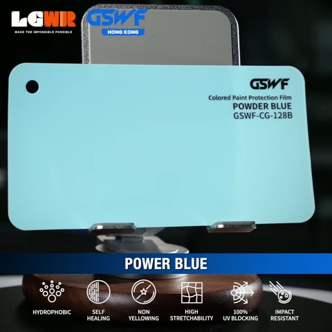 POWER BLUE GSWF CHROMA GUARD Colour PPF colour-change wrap swatch — LETS GET WRAP Hong Kong