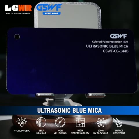 ULTRASONIC BLUE MICA GSWF CHROMA GUARD Colour PPF colour-change wrap swatch — LETS GET WRAP Hong Kong