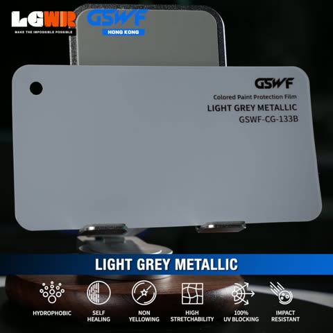 LIGHT GREY METALLIC GSWF CHROMA GUARD Colour PPF colour-change wrap swatch — LETS GET WRAP Hong Kong