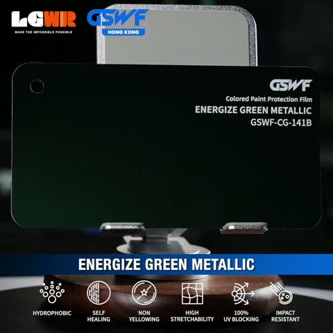 ENERGIZE GREEN METALLIC GSWF CHROMA GUARD Colour PPF colour-change wrap swatch — LETS GET WRAP Hong Kong
