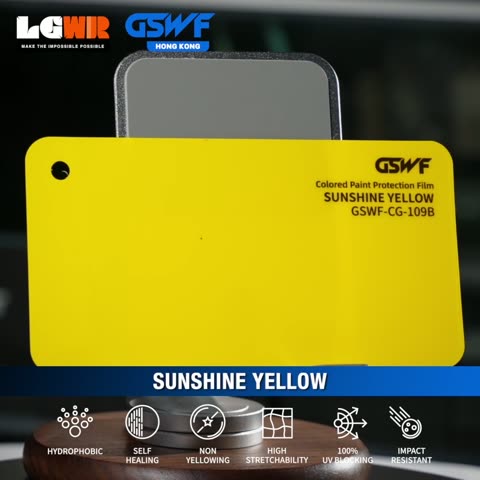 SUNSHINE YELLOW GSWF CHROMA GUARD Colour PPF colour-change wrap swatch — LETS GET WRAP Hong Kong