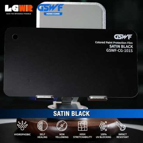SATIN BLACK GSWF CHROMA GUARD Colour PPF colour-change wrap swatch — LETS GET WRAP Hong Kong