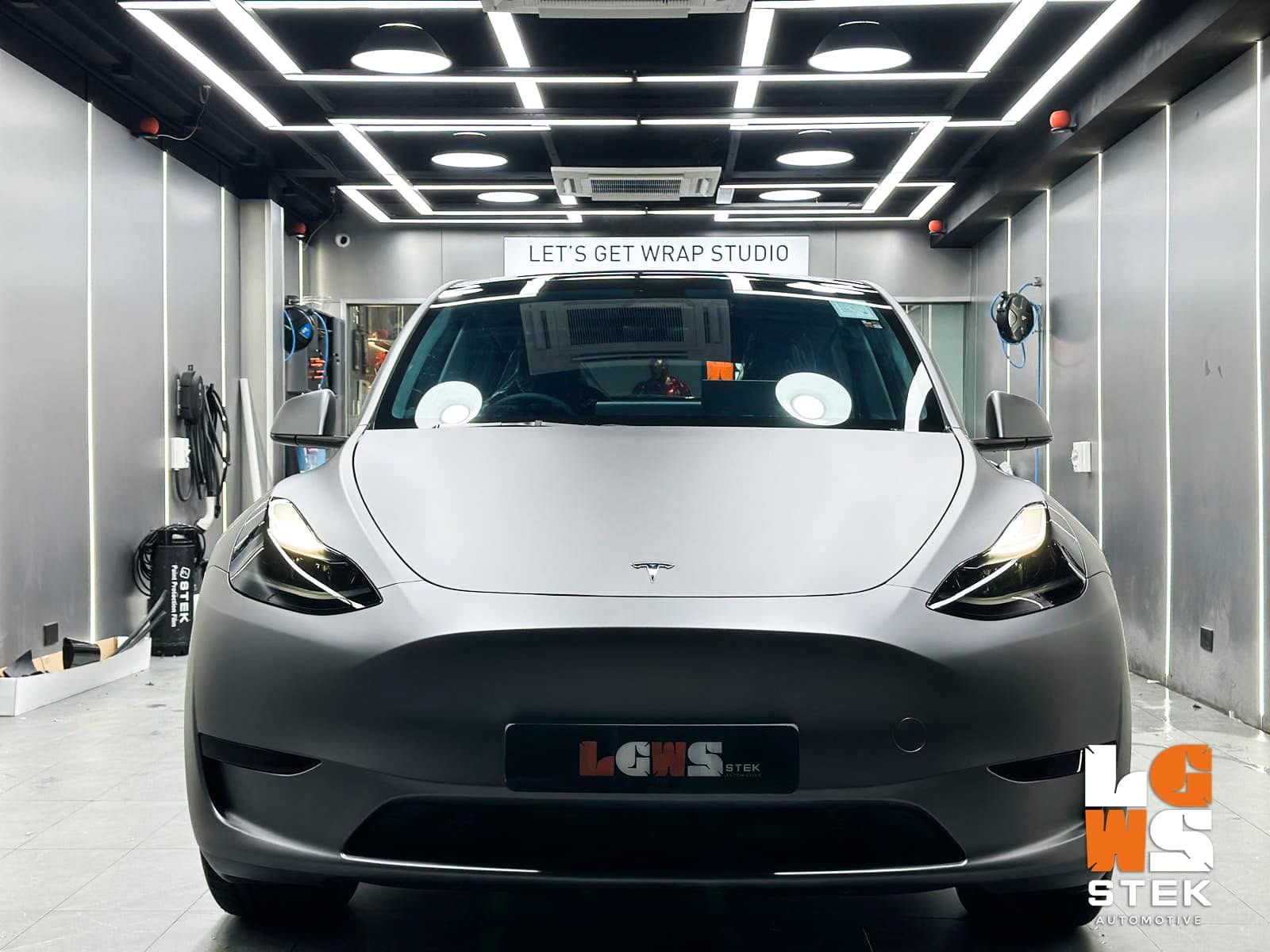 Tesla Model Y CYBRIX IRONMIX Matte Chrome Tungsten Steel Colour PPF