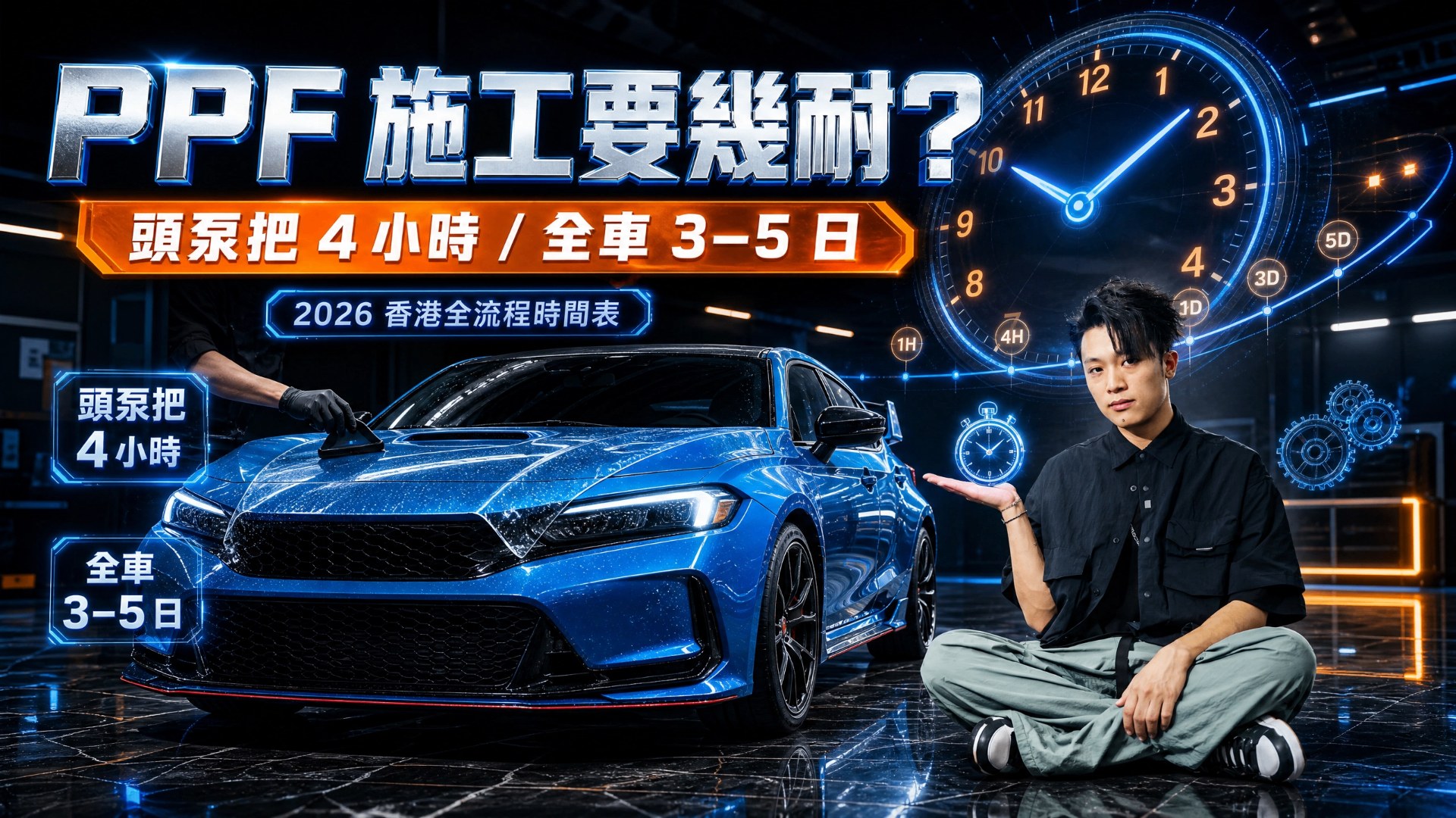 PPF 施工要幾耐?頭泵把 4 小時、全車 3–5 日|2026 香港全流程時間表 — LETS GET WRAP