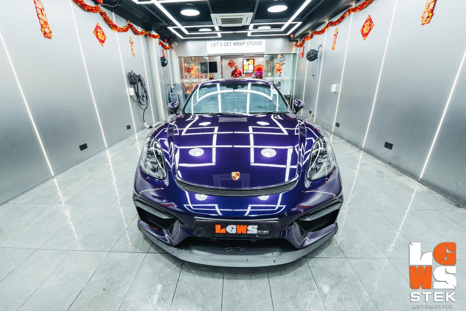 Porsche 718 Cayman GT4 STEK DYNOPurple Colour 變色漆面保護膜（Colour PPF）