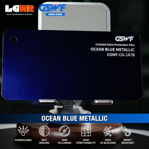 OCEAN BLUE METALLIC GSWF CHROMA GUARD Colour PPF colour-change wrap swatch — LETS GET WRAP Hong Kong