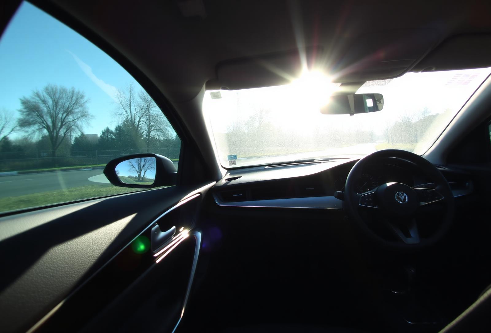Vehicle glass before ceramic tint — heavy glare, direct UV and IR transmission