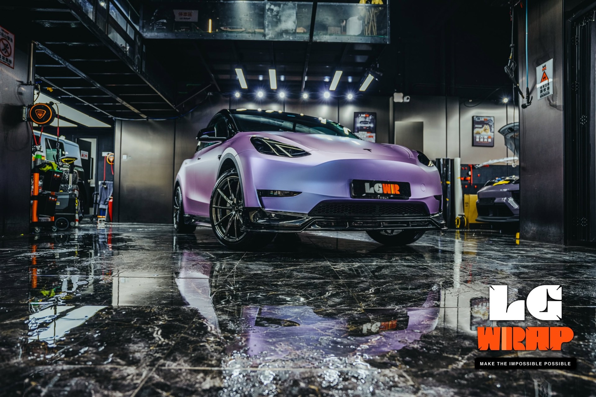 Tesla Model Y CYBRIX IRONMIX Matte Purple Mist Silver Colour PPF