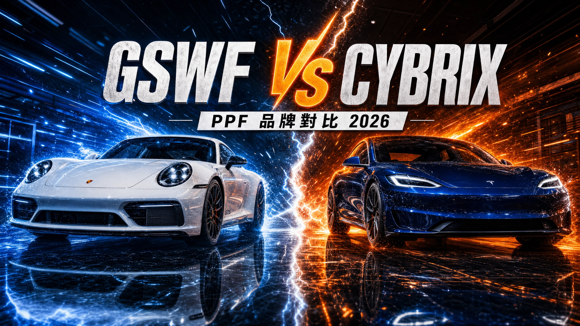 GSWF vs CYBRIX PPF 品牌對比 2026 — Porsche 911 vs Tesla Model S